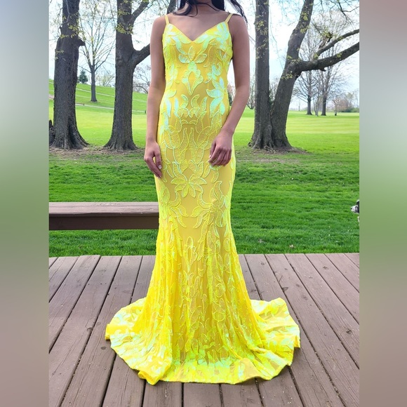 Bright Yellow Prom Dress - Picture 2 of 2